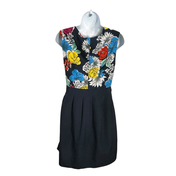 Banana Republic Navy Floral Dress Fit & Flare Sz 2 Lined Sleeveless Knee Length - Picture 9 of 10